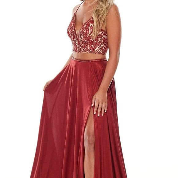 Rachel Allan 7209 Prom Dress Burgundy Size 2 - Picture 1 of 5